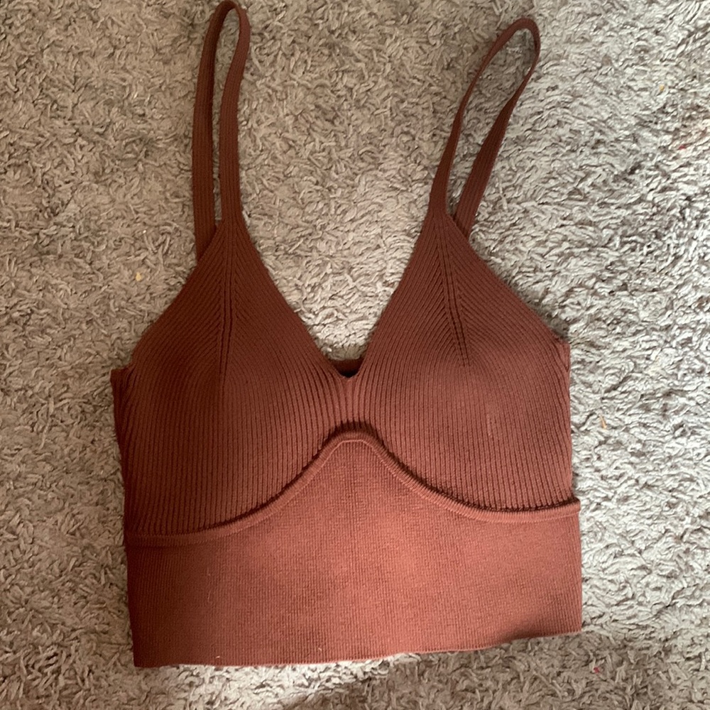 Brown cropped tank top